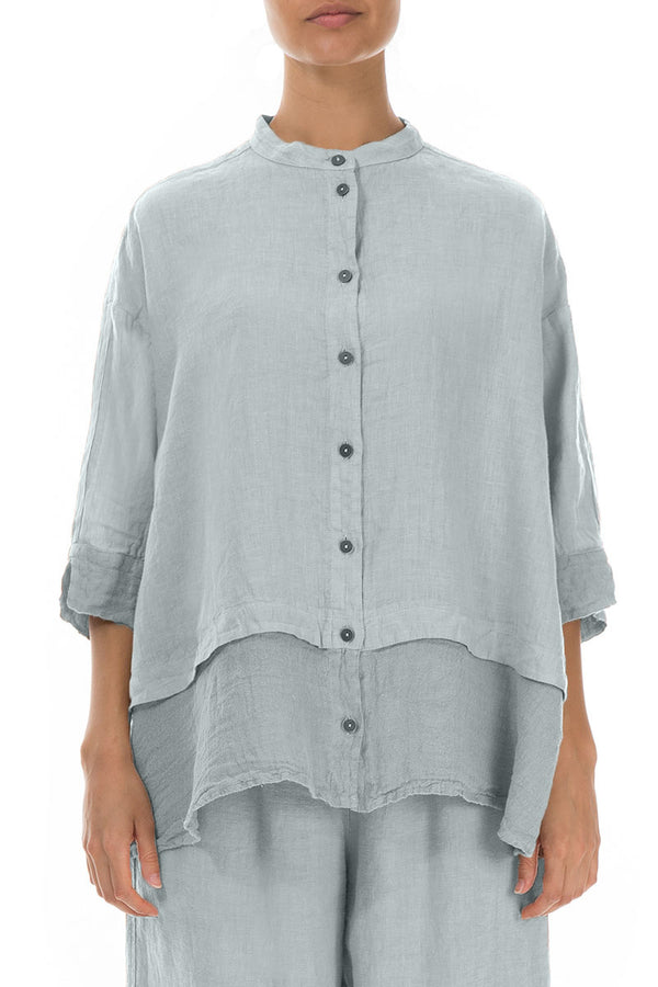 Flared Silver Grey Linen Shirt 1