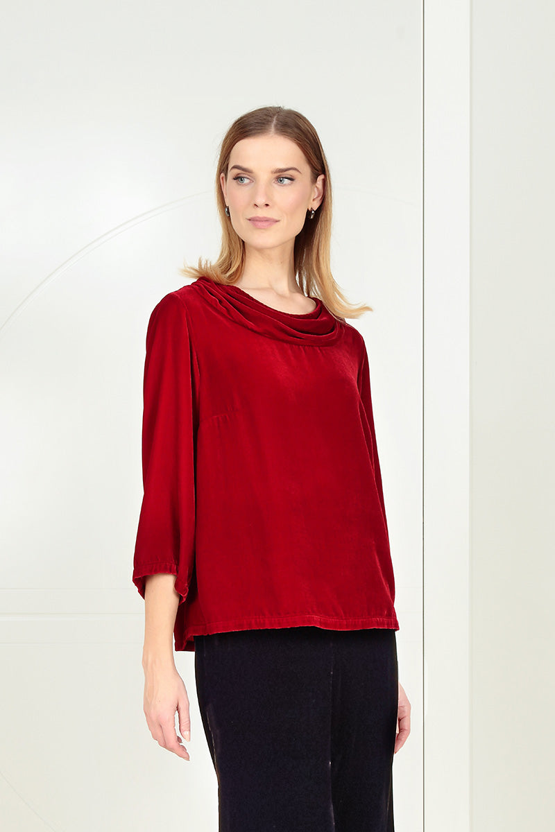 Flared Slate Blue Silk Velvet Trousers