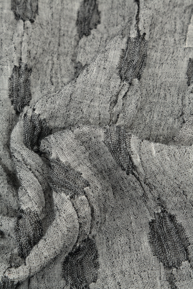 Flared Textured Bubbles Grey Linen Dress 5