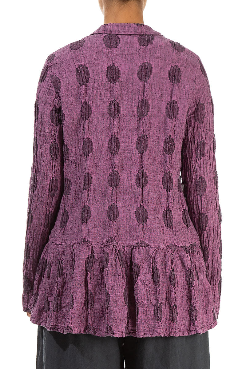 Flared Textured Bubbles Wild Berry Linen Jacket