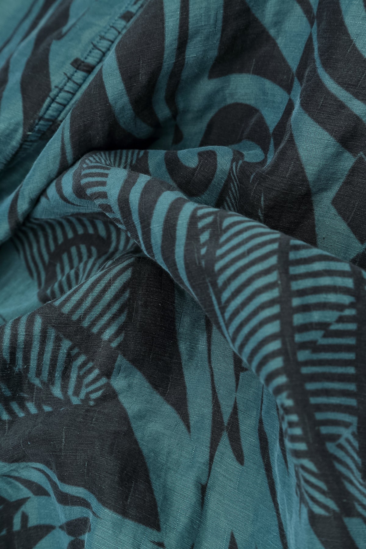 Flared Textured Deep Turquoise Orbit Silk Linen Tunic
