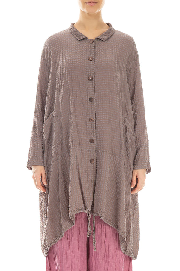 Flared Truffle Textured Silk Jacket 1