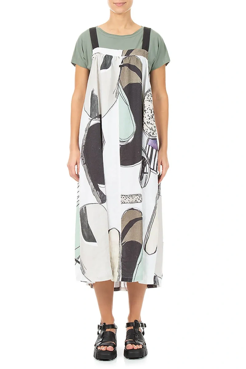 Flared Tumbled Stone Linen Pinafore Dress – grizas.com