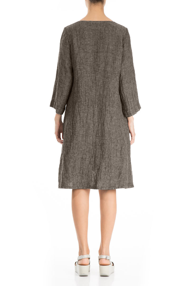 Floaty Beige Mélange Linen Dress 2