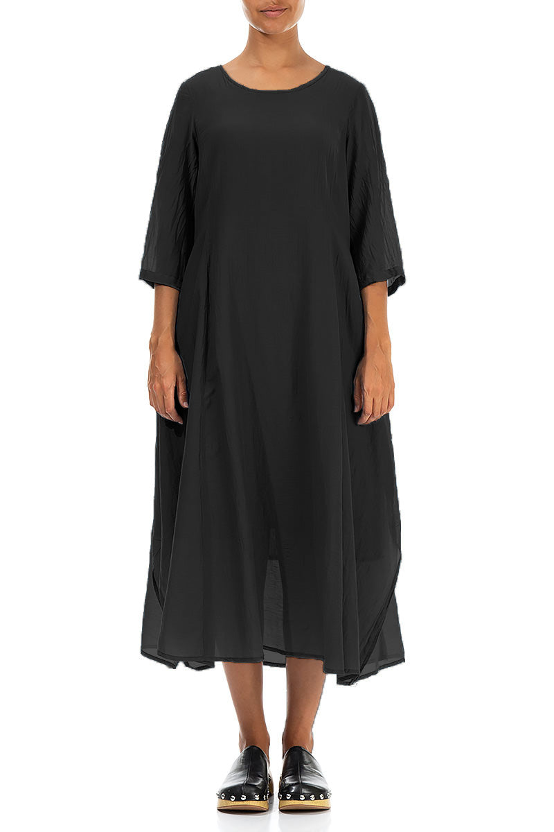 Floaty Black Silk Cotton Dress