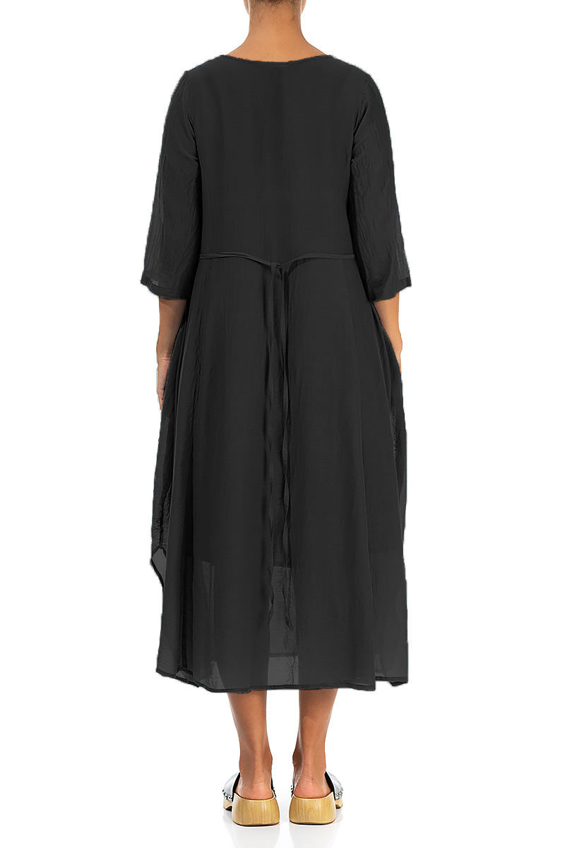 Floaty Black Silk Cotton Dress