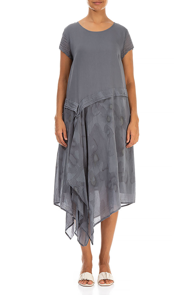 Floaty Camomile Storm Grey Silk Cotton Dress