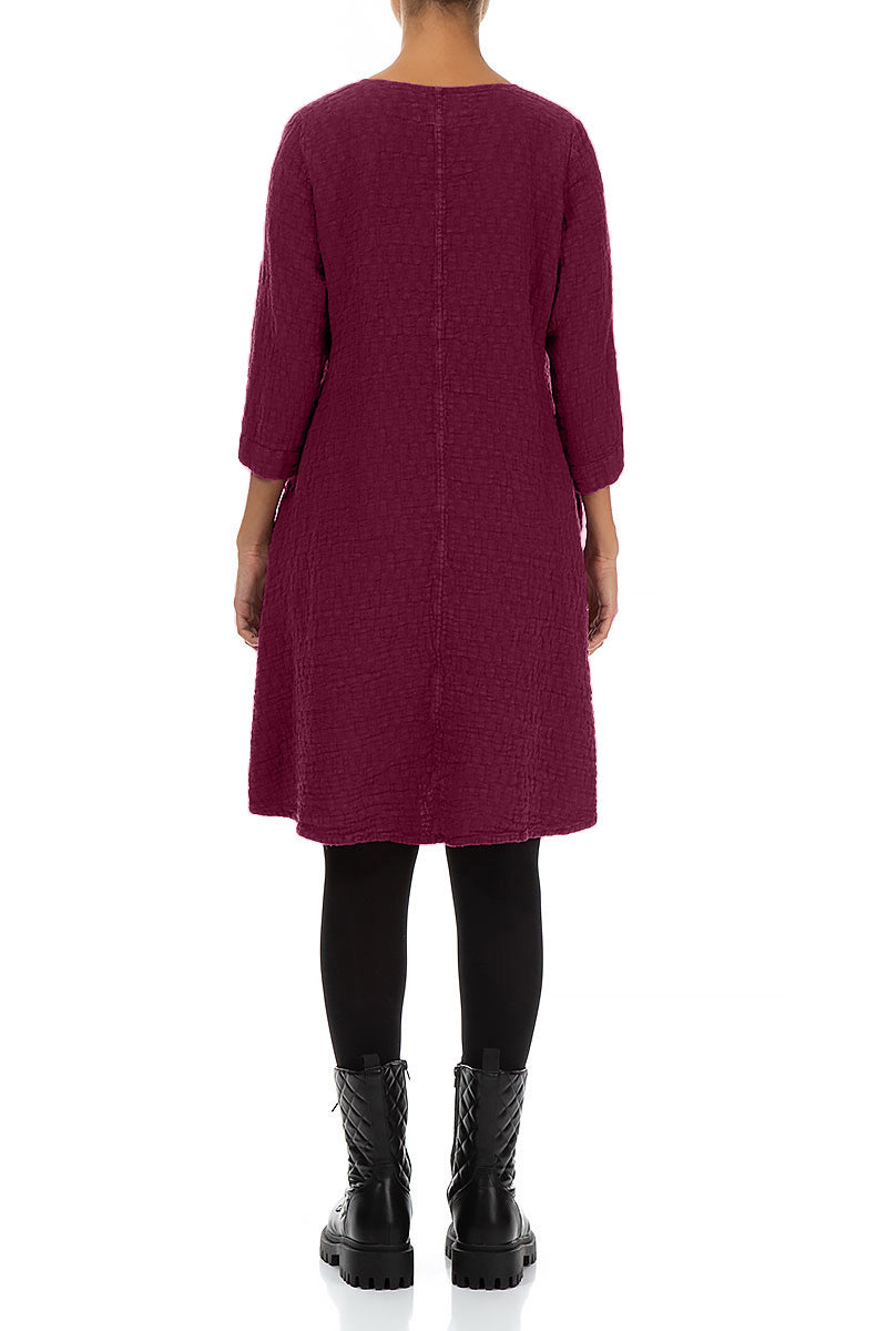 Floaty Magenta Textured Linen Dress 2
