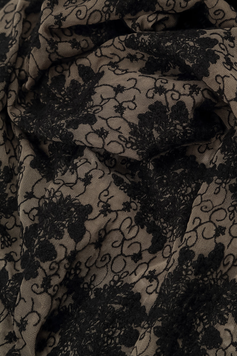 Floral Lace Black Cotton Maxi Dress 7