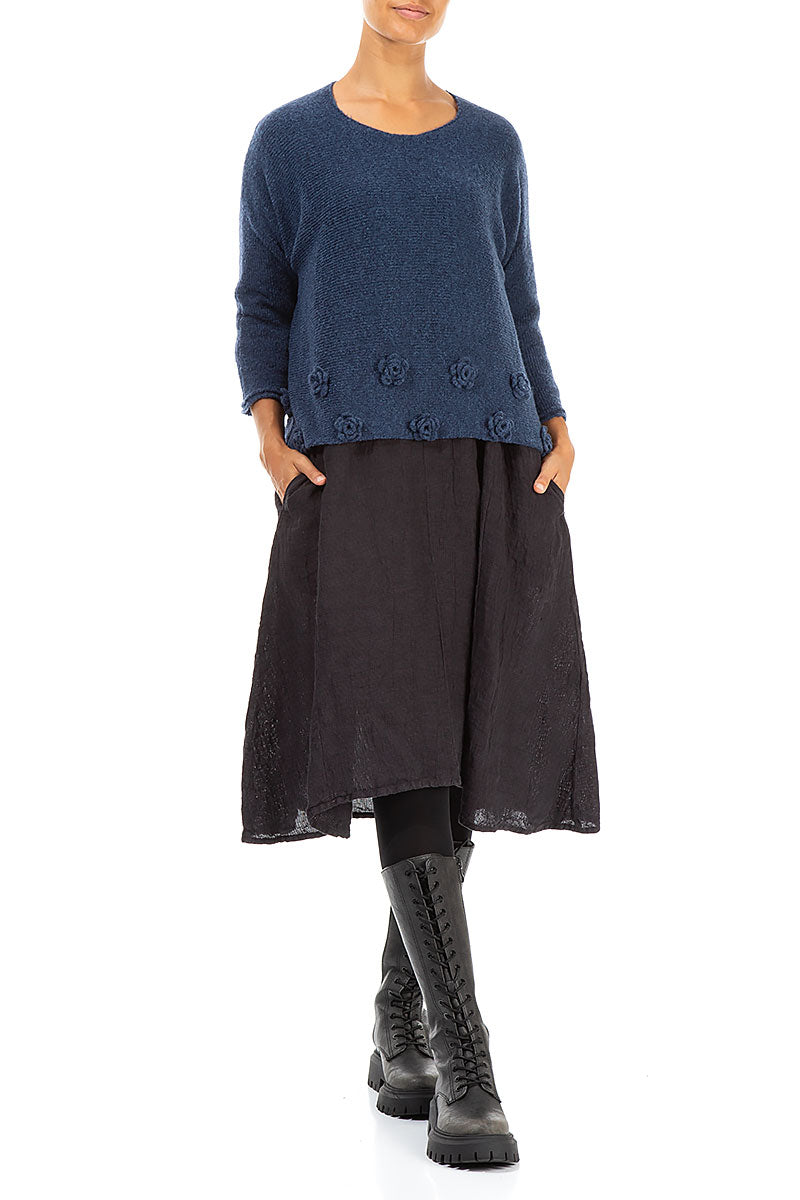 Flowers Blue Wool Sweater 4