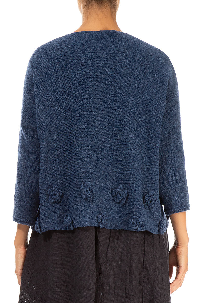 Flowers Blue Wool Sweater 2