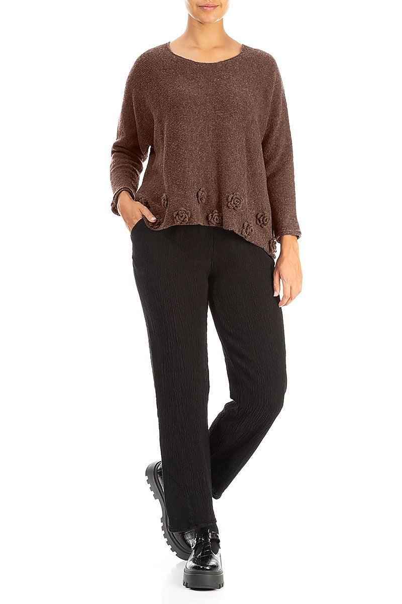 Flowers Brown Wool Sweater 4