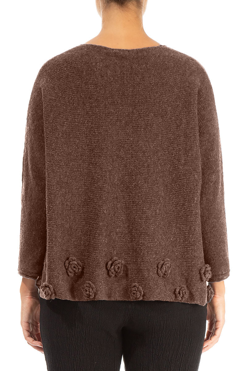 Flowers Brown Wool Sweater 2