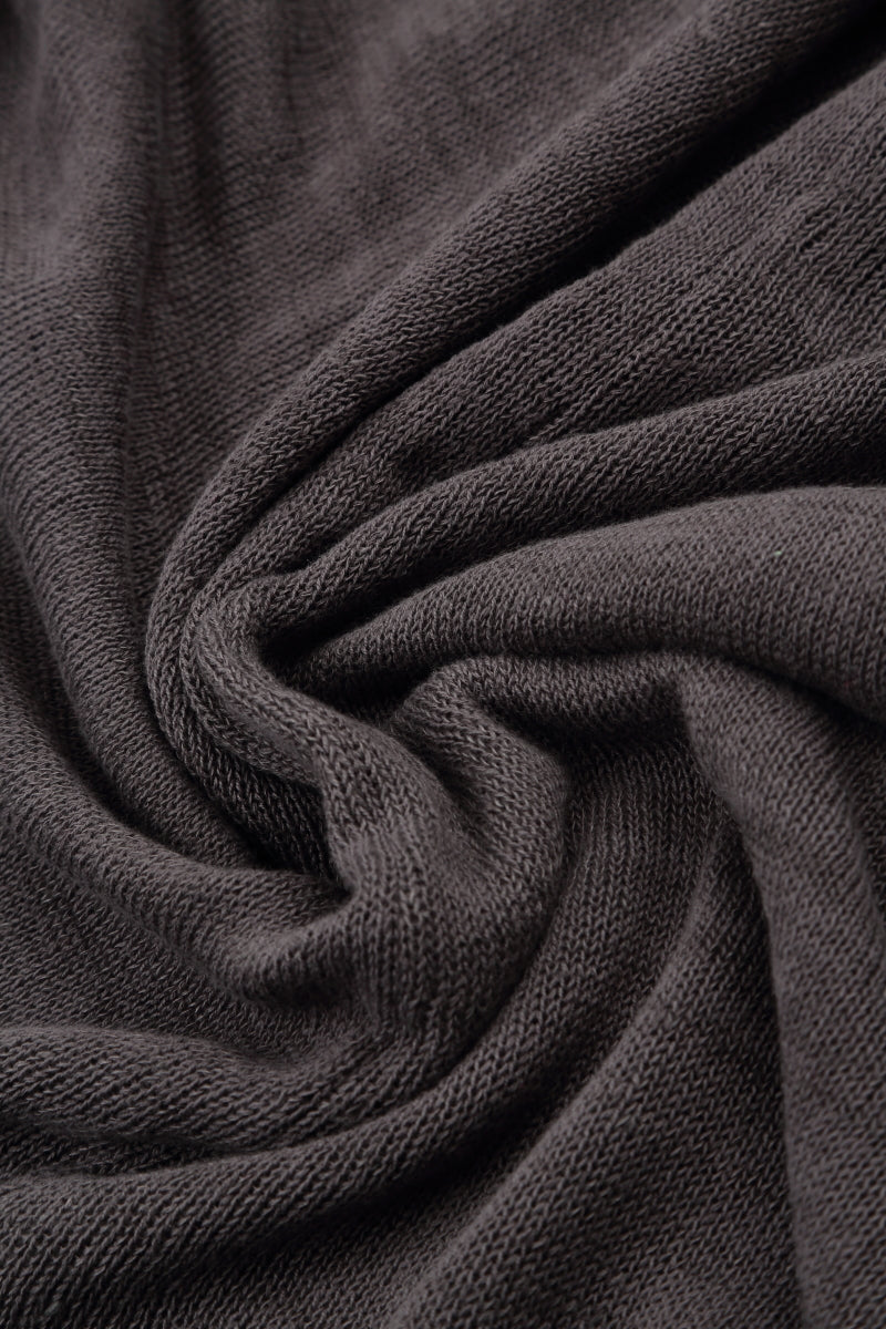 Flowers Decorated Brown Linen Jumper 5