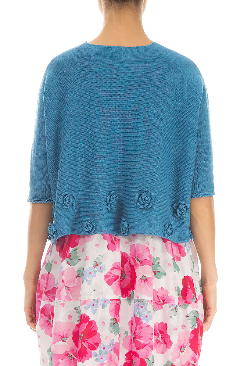 Flowers Decorated Denim Linen Jumper 2