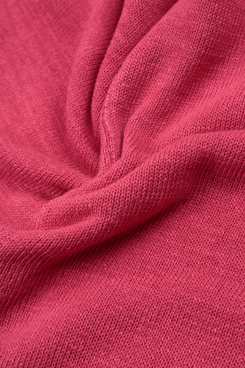 Flowers Decorated Raspberry Linen Jumper 5