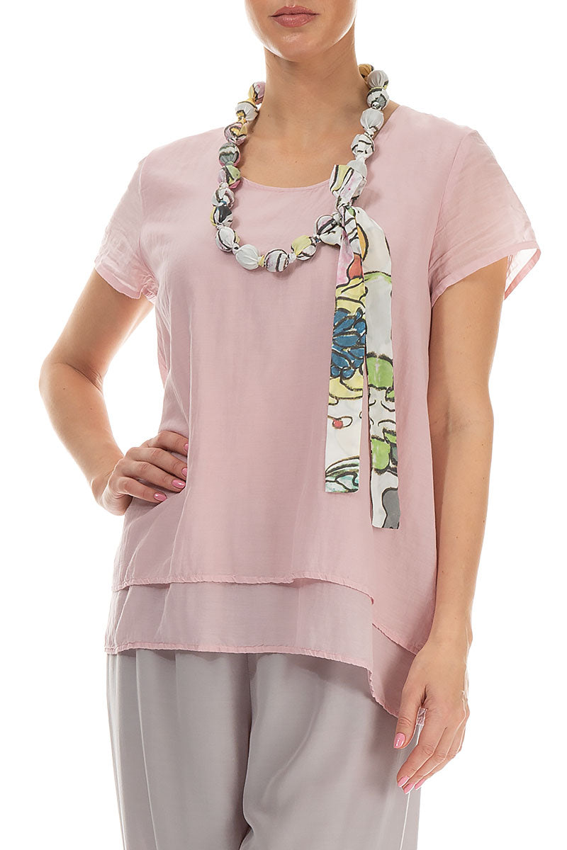 Flowers Silk Bamboo Bead Necklace 3