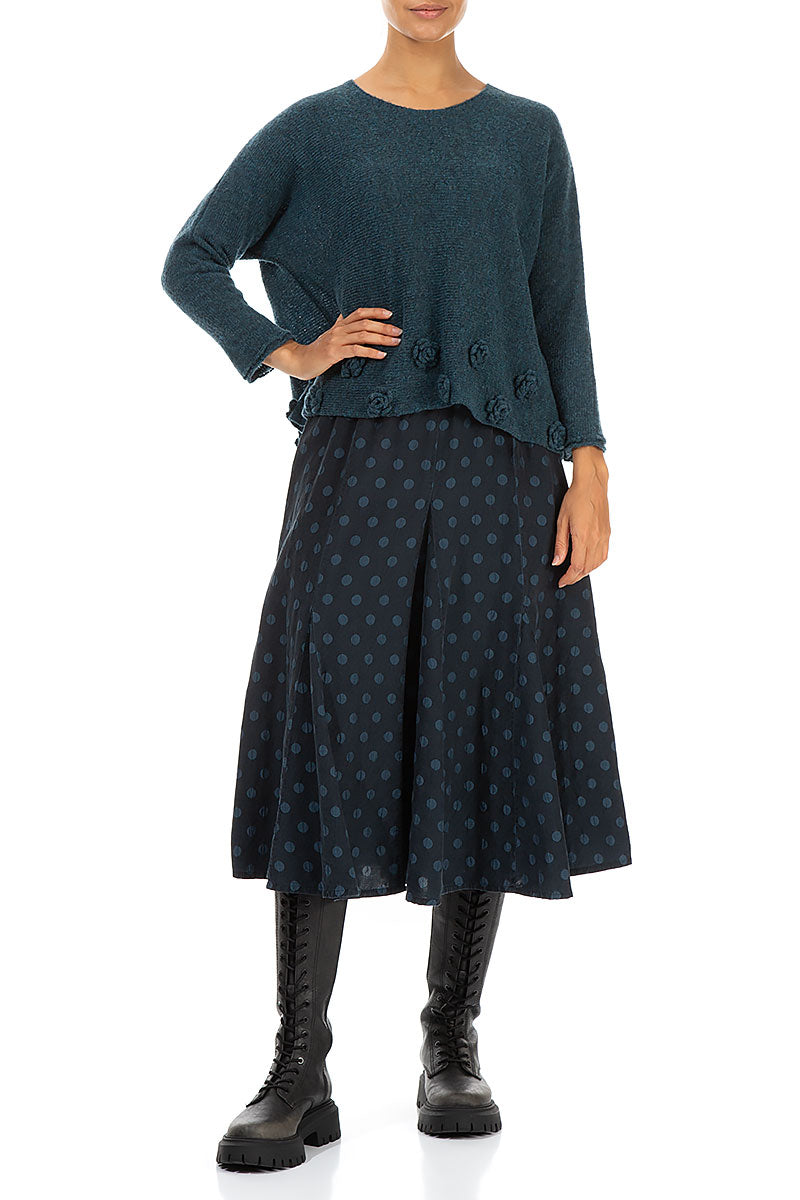 Flowers Teal Wool Sweater 4