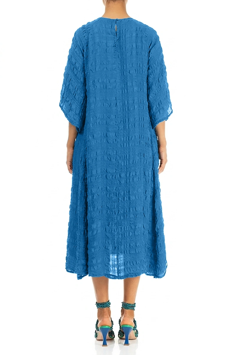 Robe fluide en soie superposée bleu cobalt