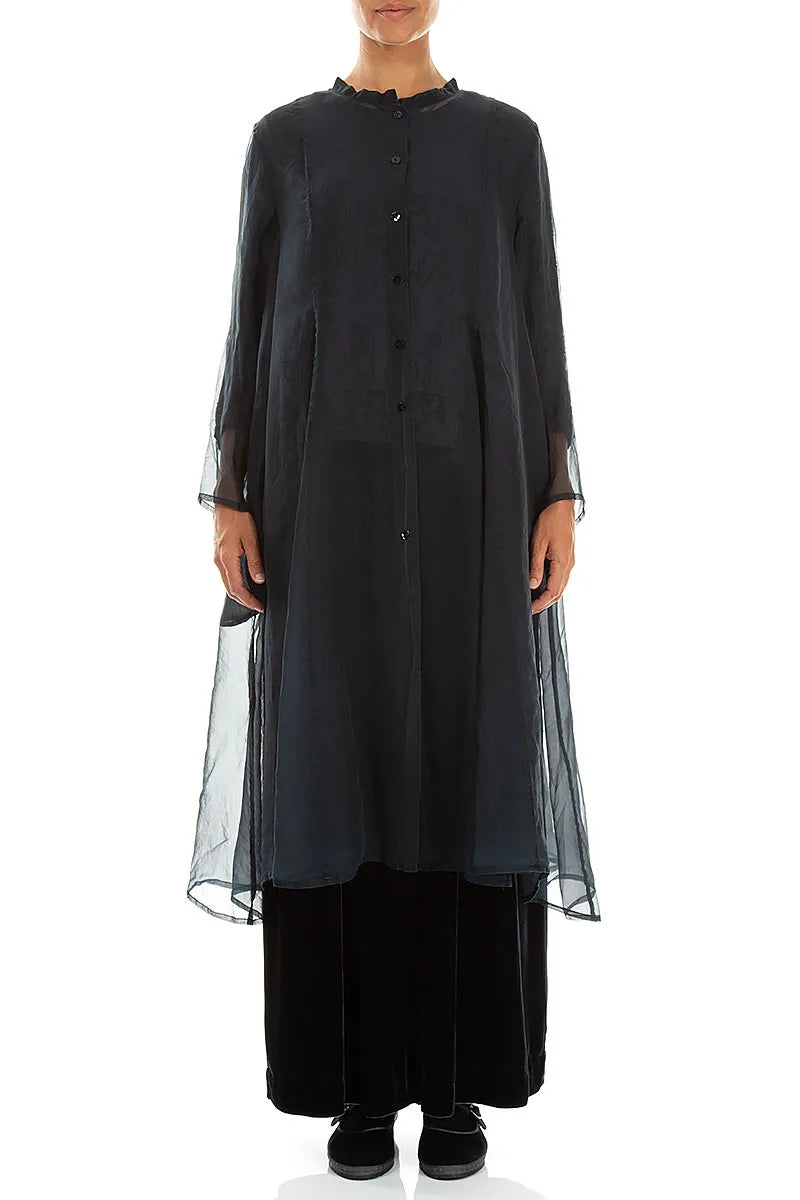Flowing Deep Turquoise Silk Chiffon Jacket