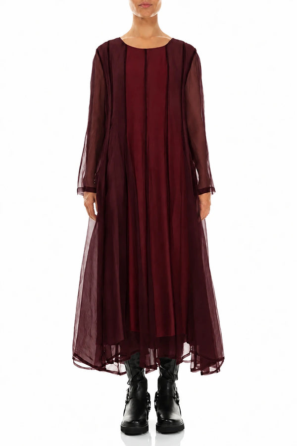 Flowing Ruby Silk Chiffon Dress 1