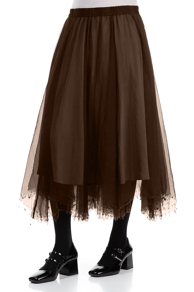 Flowy Aged Copper Silk Chiffon Skirt 3