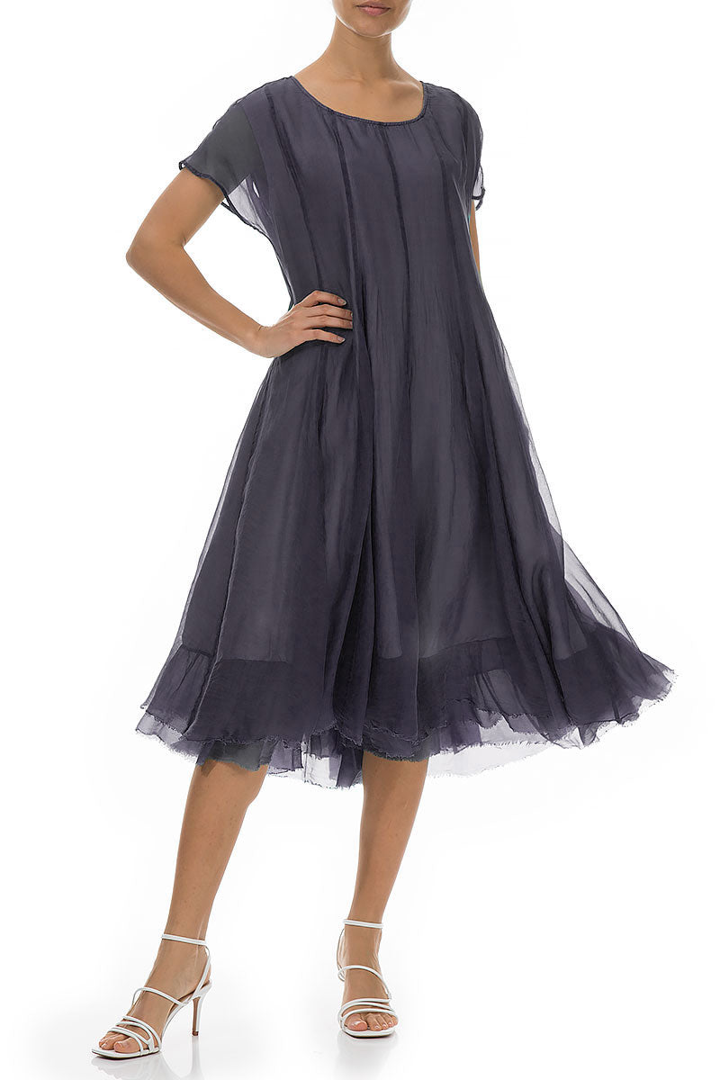 Flowy Amethyst Silk Chiffon Dress 3