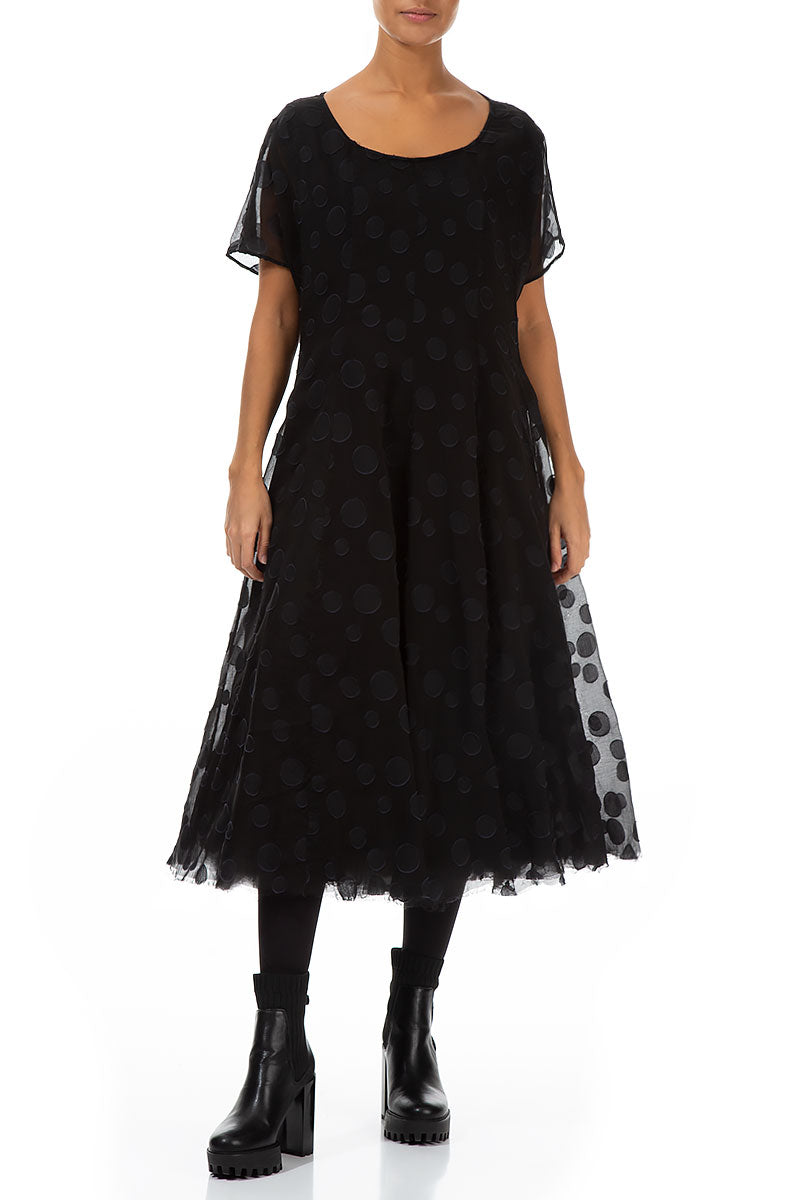 Flowy Black Bubbles Silk Dress 3