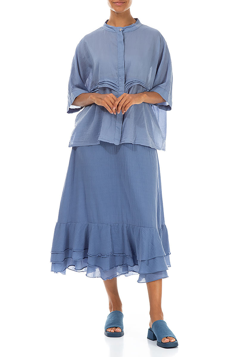 Flowy Blue Nova Silk Cotton Skirt 4