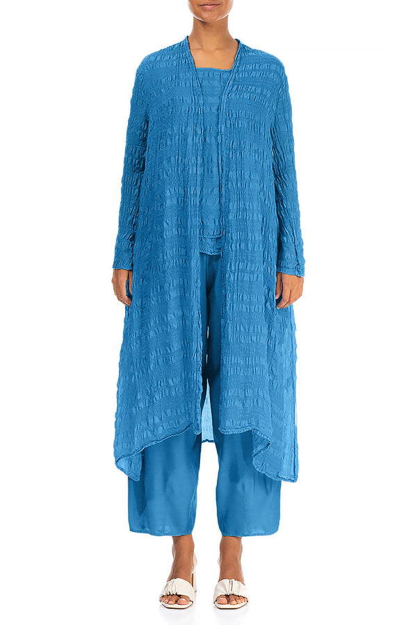 Flowy Cobalt Blue Light Silk Jacket 1
