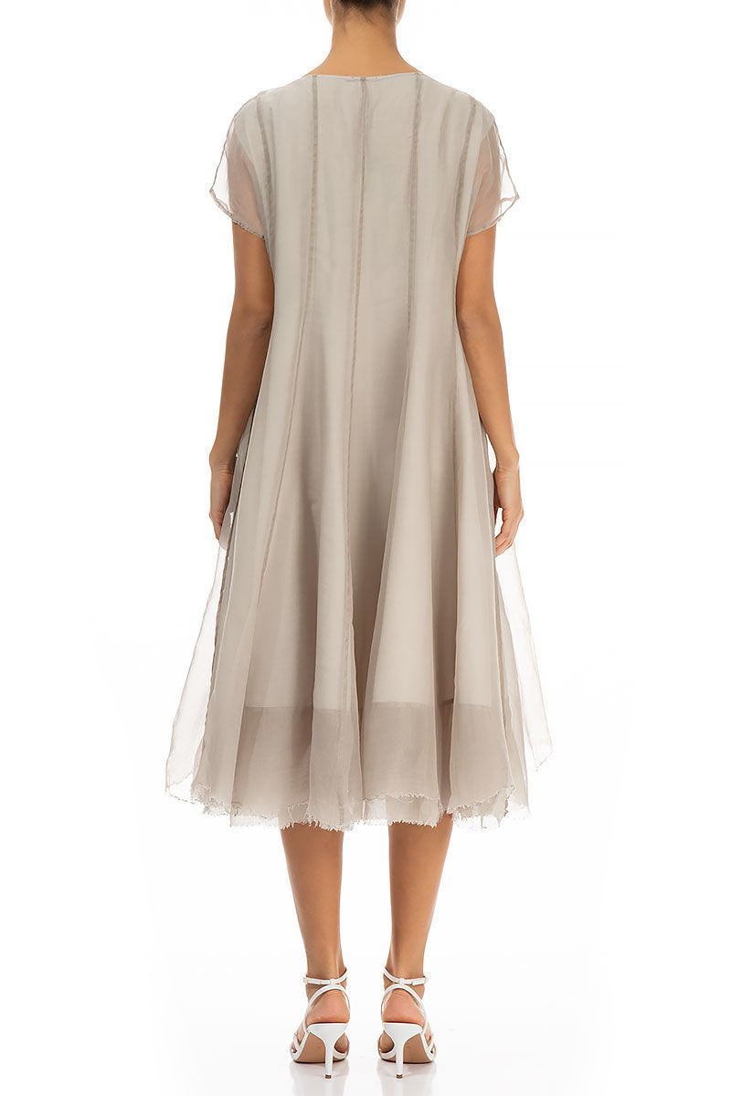 Flowy Cream Silk Chiffon Dress