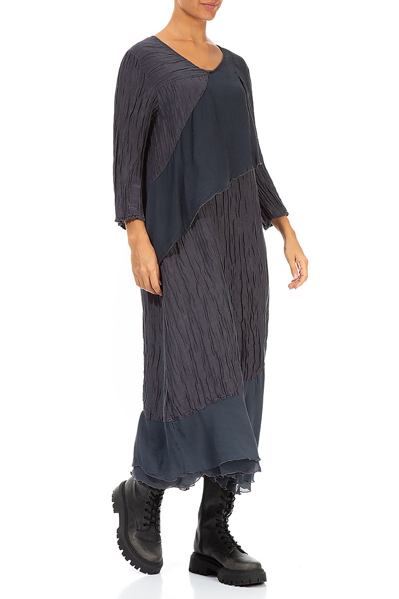 Flowy Crinkled Violet Silk Dress 3