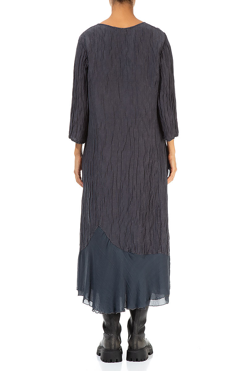 Flowy Crinkled Violet Silk Dress 2