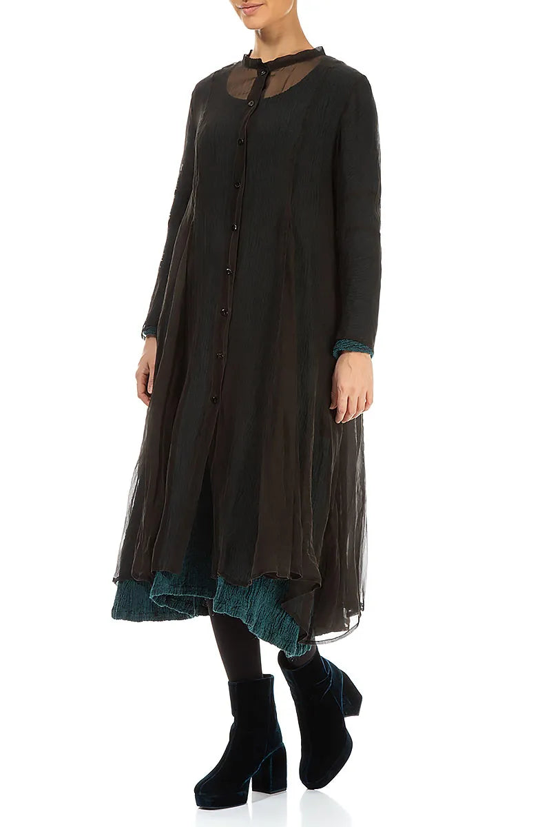 Flowy Forest Brown Silk Chiffon Jacket 3