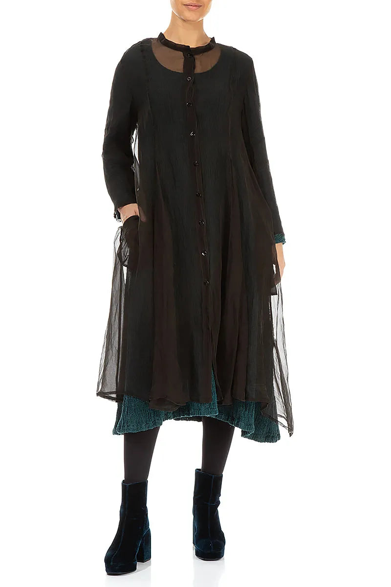 Flowy Forest Brown Silk Chiffon Jacket 4