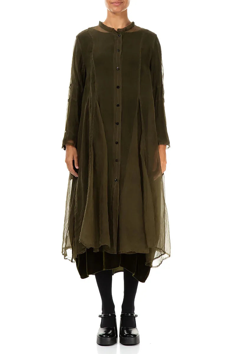 Flowy Forest Mist Silk Chiffon Jacket 1