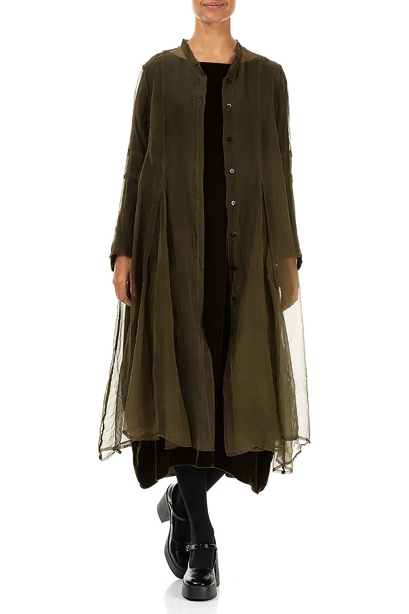 Flowy Forest Mist Silk Chiffon Jacket 4