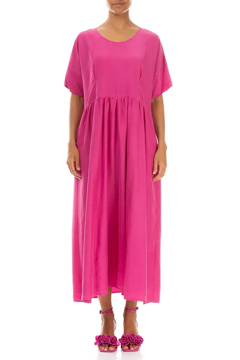 silk dress flowy Flowy Fuchsia Pure Silk Dress – grizas.com