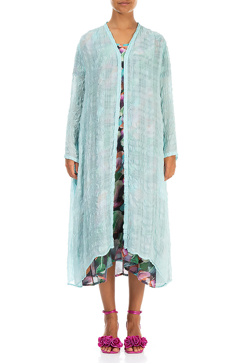 Flowy Ice Blue Light Silk Jacket 1