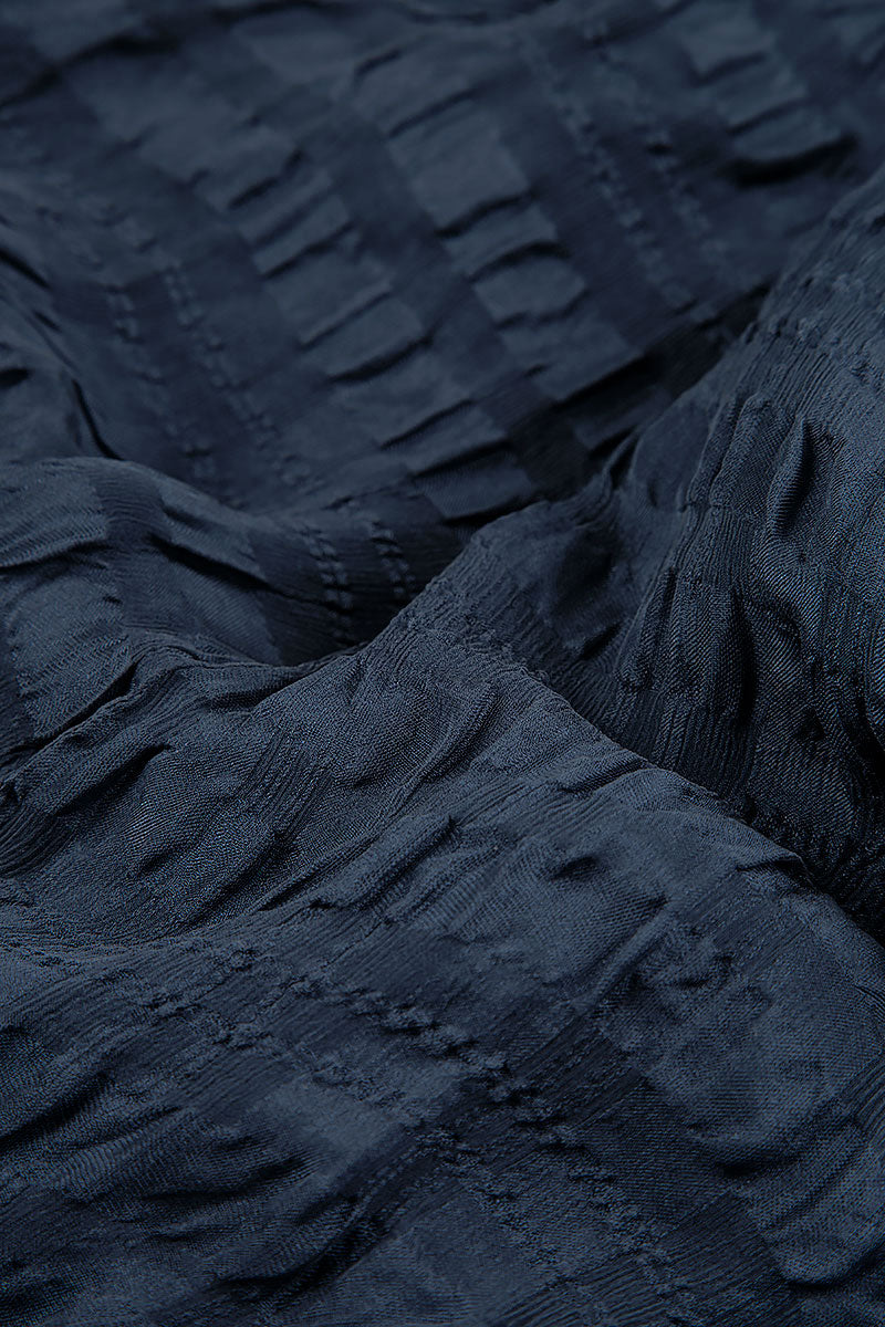 Flowy Layered Denim Blue Light Silk Dress 5