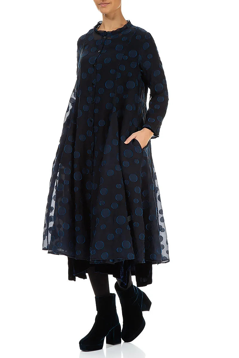 Flowy Royal Blue Bubbles Silk Jacket 4