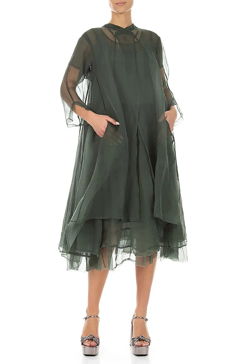 Flowy Sage Silk Chiffon Jacket 5