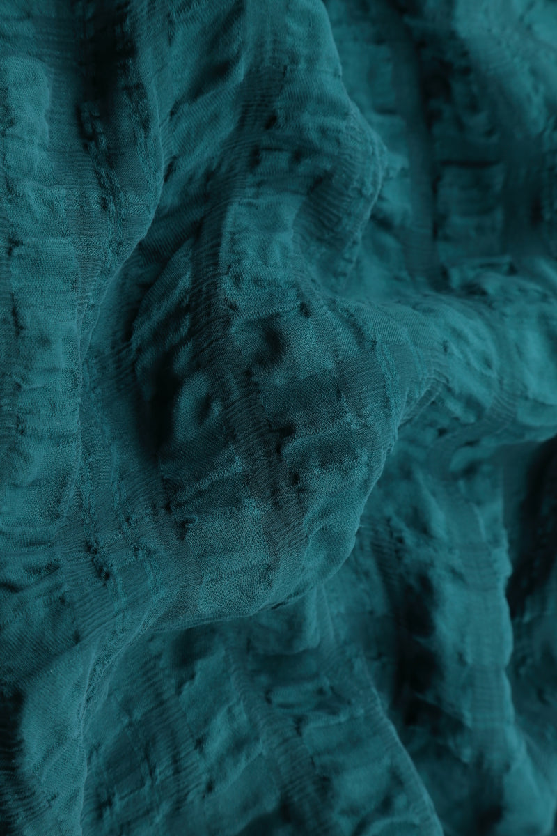 Flowy Teal Textured Silk Dress 5