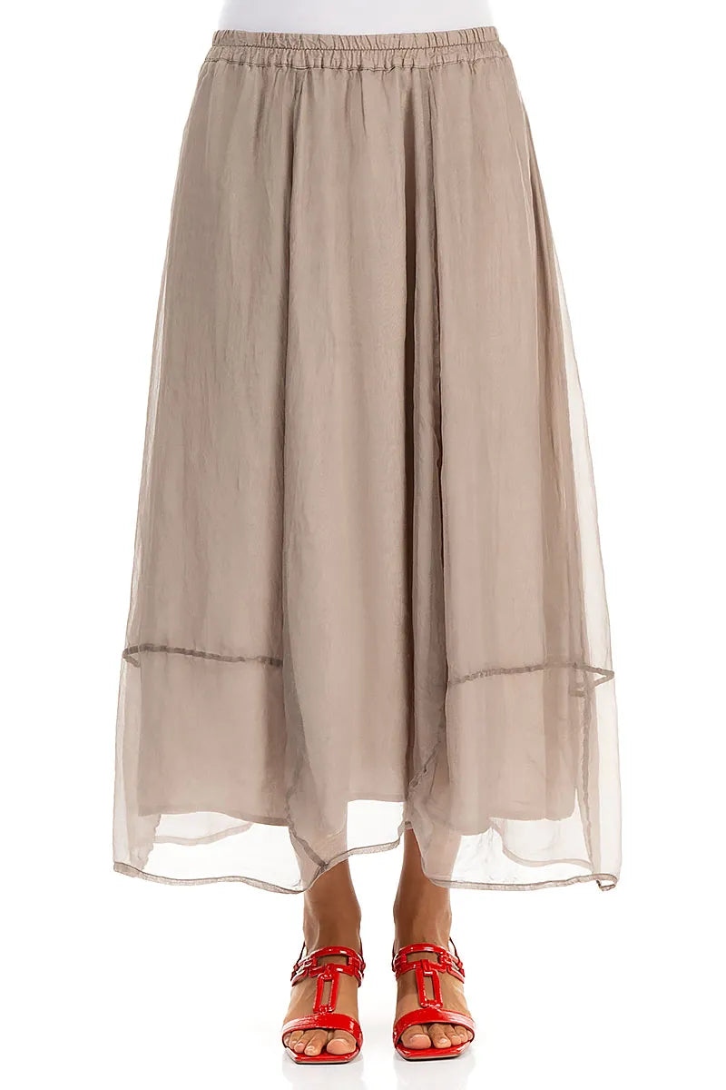 Fluid Beige Silk Chiffon Skirt 1