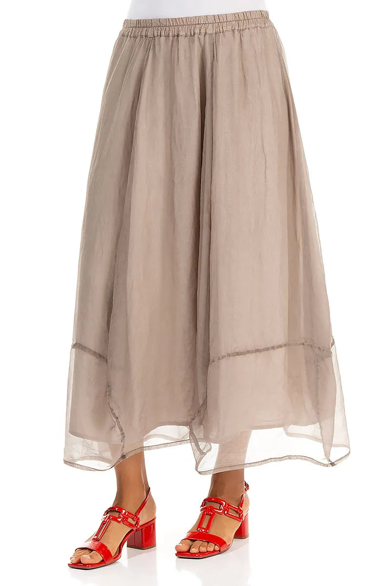 Fluid Beige Silk Chiffon Skirt 3