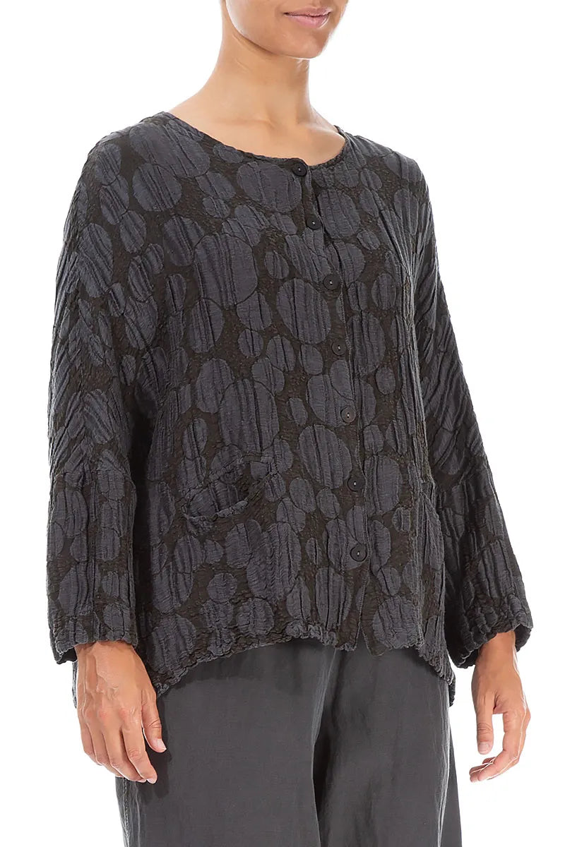 Forest Brown Circle Silk Jacket Blouse 3