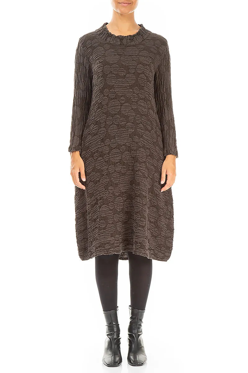Forest Brown Circle Seiden-Leinen-Kleid