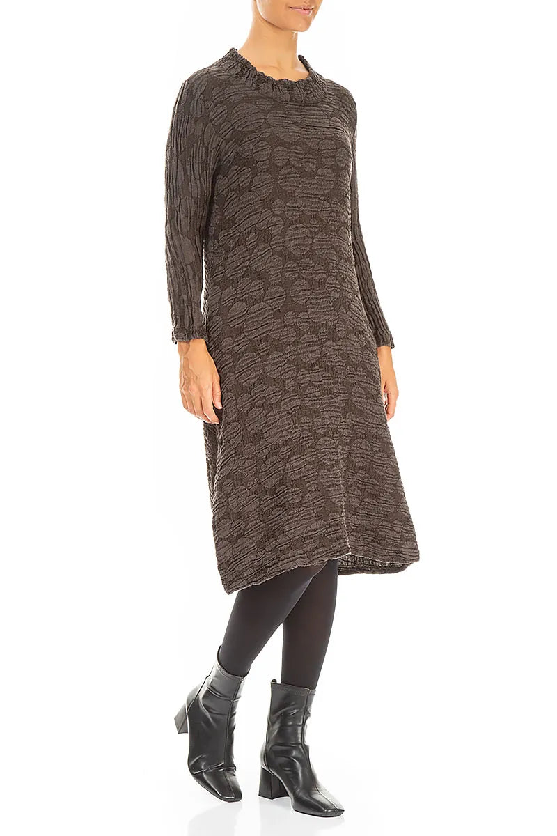 Forest Brown Circle Seiden-Leinen-Kleid