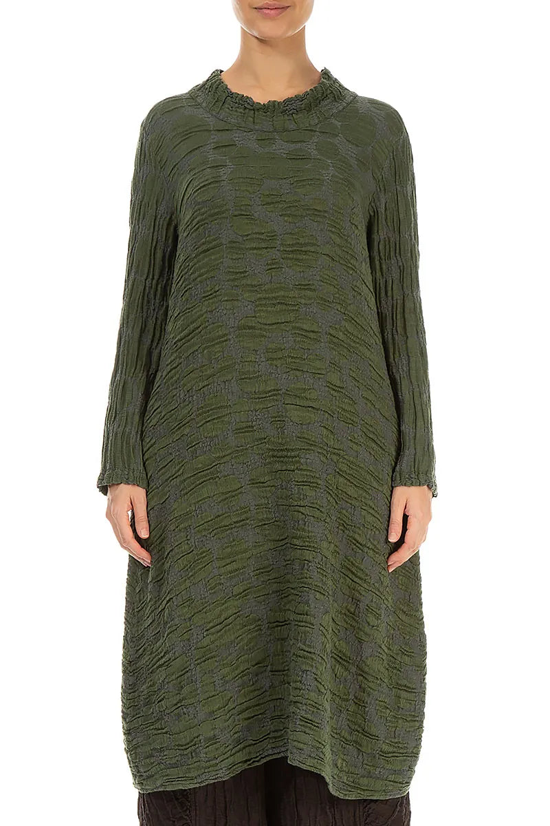Forest Mist Circle Silk Linen Dress 1