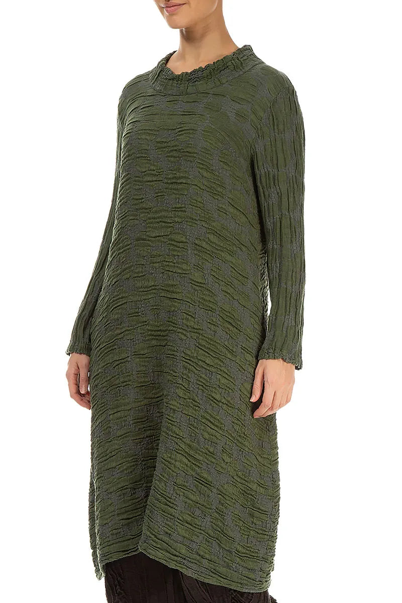 Forest Mist Circle Silk Linen Dress 3
